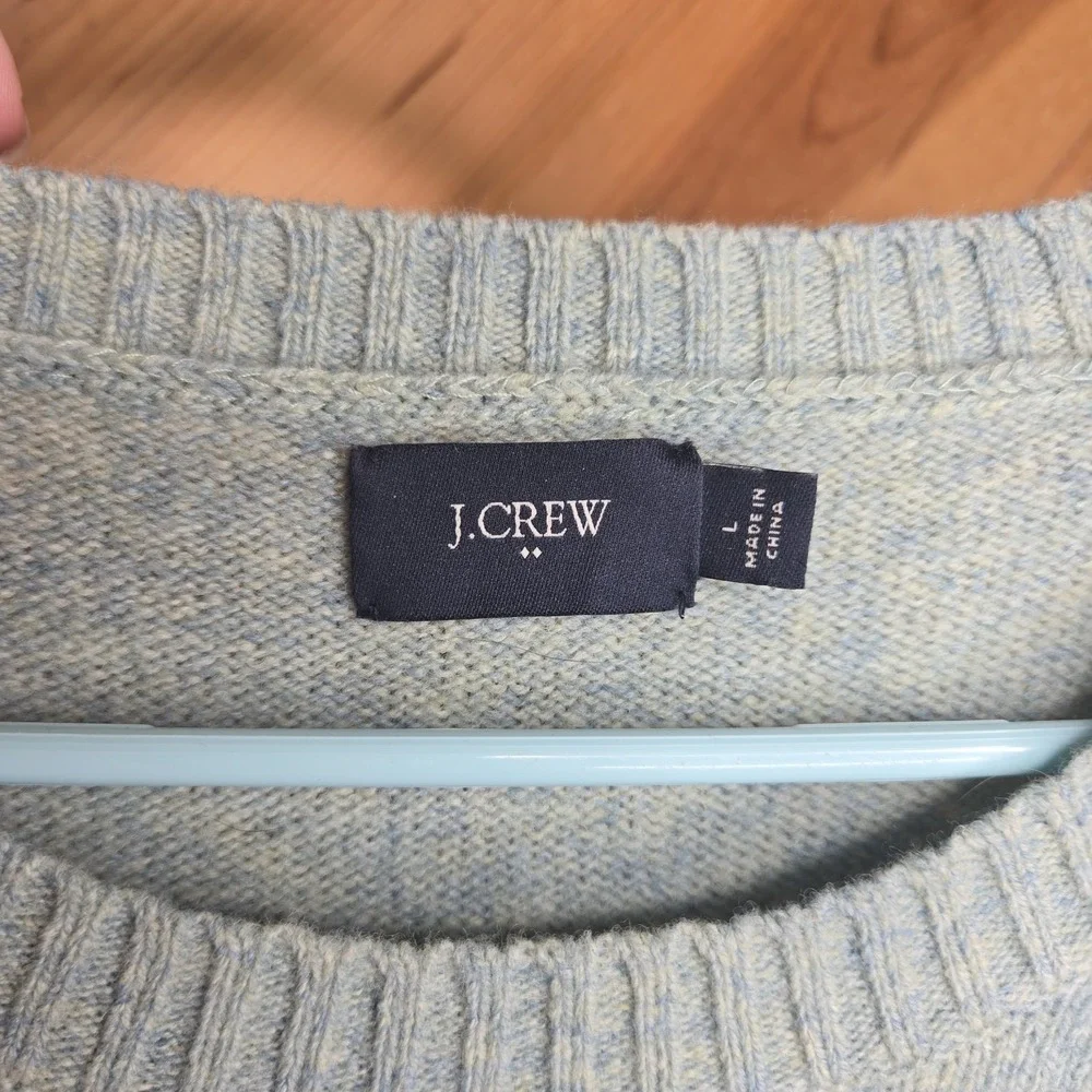 J. Crew 100% Lambs Wool Mens‎ Crew Neck Sweater Pullover Green Large